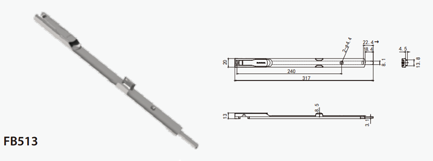 Thông số kỹ thuật chốt bật Draho dài 319mm