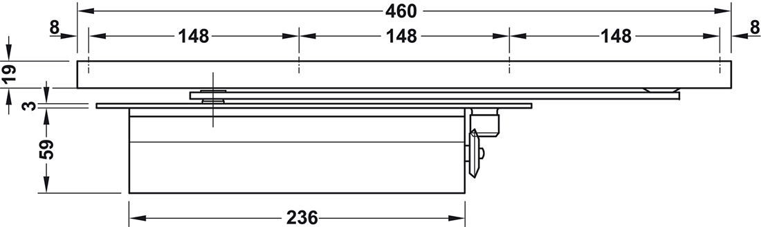 Thông số kĩ thuật cùi chỏ âm Hafele 931.84.005 130kg DCL33A không điểm dừng