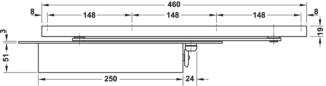 Thông số kĩ thuật cùi chỏ âm Hafele 931.84.399 150kg DCL70 không điểm dừng