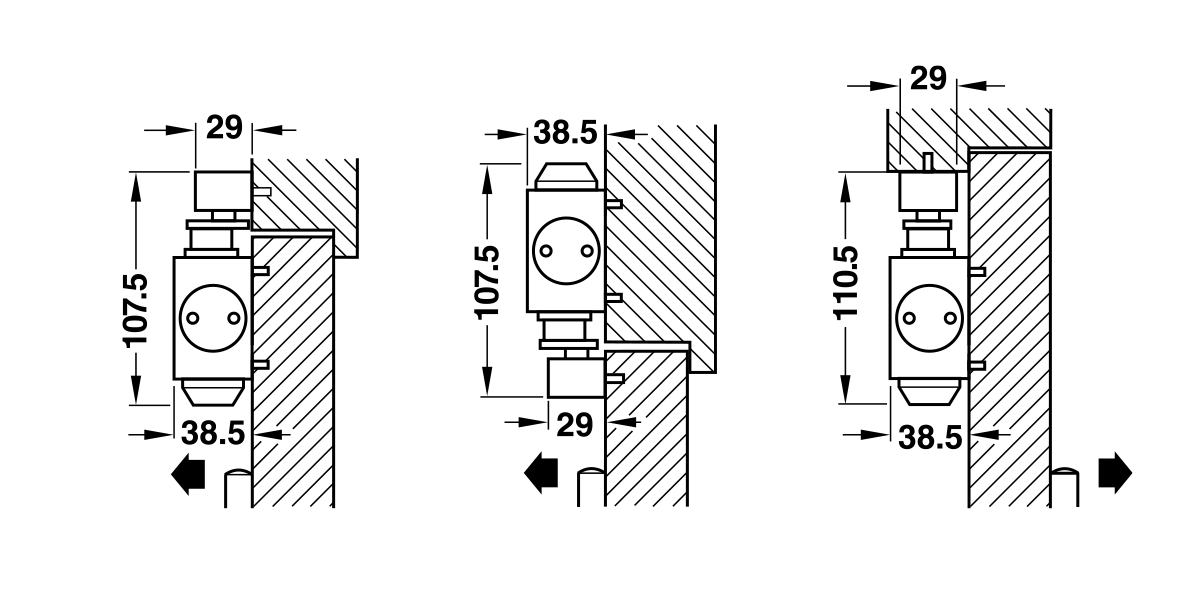 Thông Số Kĩ Thuật Tay co thủy lực Hafele 931.84.119 80kg có điểm dừng