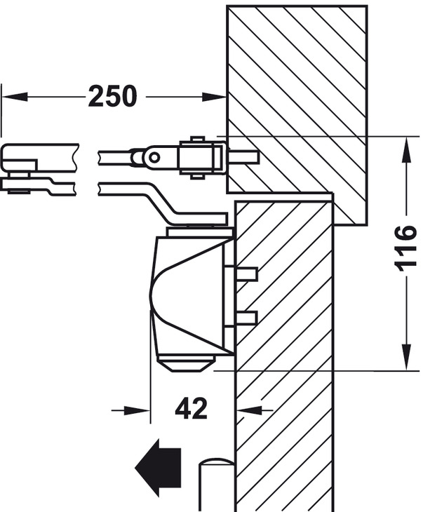 Thông Số Kĩ Thuật Tay co thủy lực Hafele 931.84.229 60kg không điểm dừng