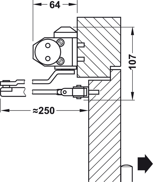 Thông Số Kĩ Thuật Tay co thủy lực Hafele 931.84.649 60kg DCL11 không điểm dừng