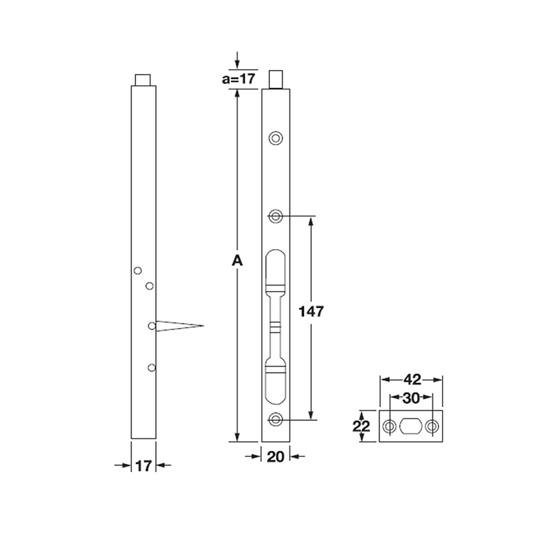 Thông số kĩ thuật chốt âm Hafele 911.62.679 200mm