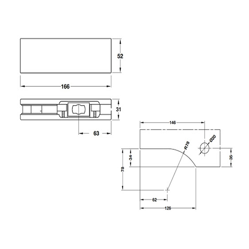 Thông số kĩ thuật kẹp dưới Hafele 981.00.654 inox bóng