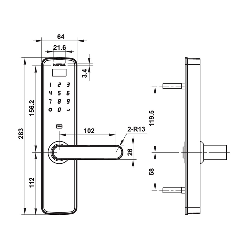 Thông số kĩ thuật khóa cửa Hafele DL700 912.05.497