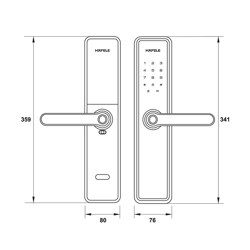 Thông số kĩ thuật khóa cửa Hafele DL760 912.20.231