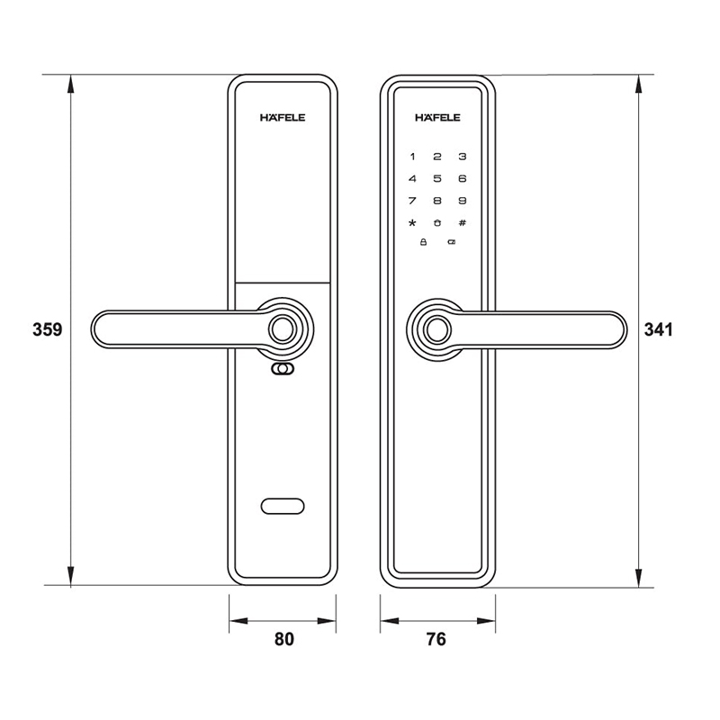 Thông số kĩ thuật khóa cửa Hafele DL760 912.20.233