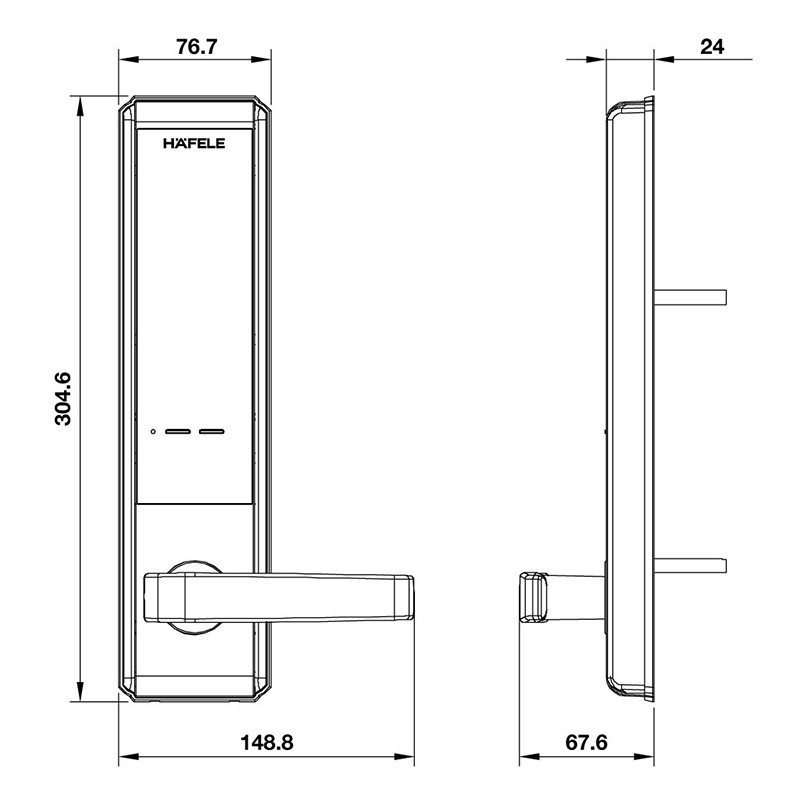 Thông số kĩ thuật khóa cửa Hafele EL720-TC 912.05.714