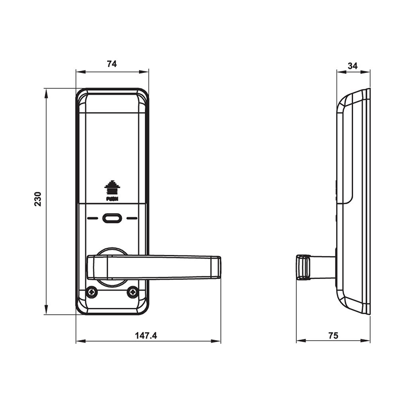 Thông số kĩ thuật khóa cửa Hafele EL770-TCS 912.05.583