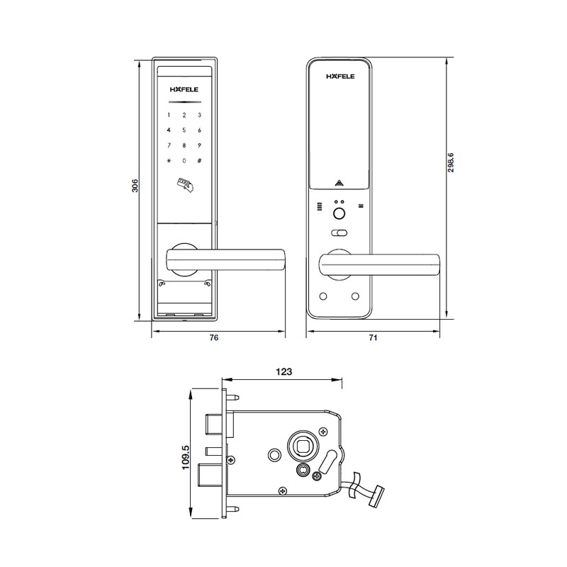 Thông số kĩ thuật khóa cửa Hafele EL800 912.05.359