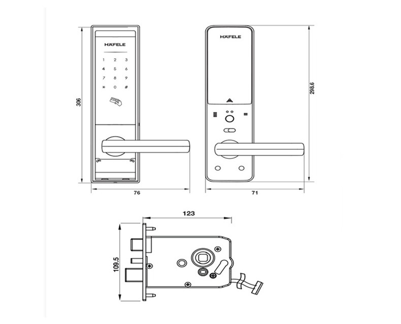 Thông số kĩ thuật khóa cửa Hafele EL800 912.05.367