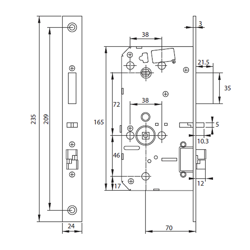 Thông số kĩ thuật khóa cửa Hafele P810 912.20.260