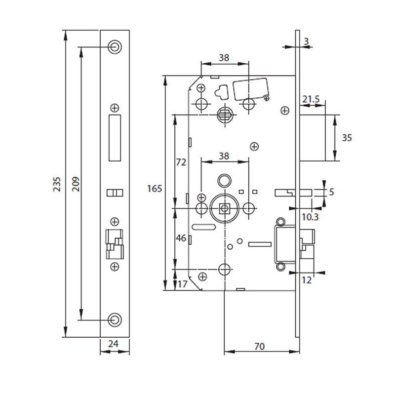 Thông số kĩ thuật khóa cửa Hafele P810 912.20.261