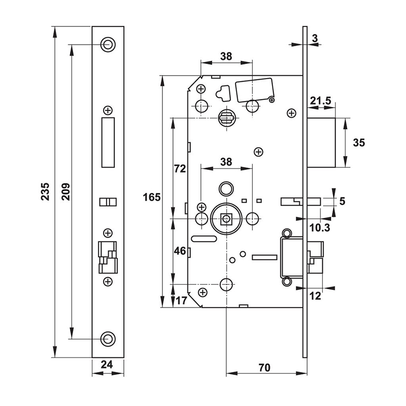 Thông số kĩ thuật khóa cửa Hafele P900 912.05.692