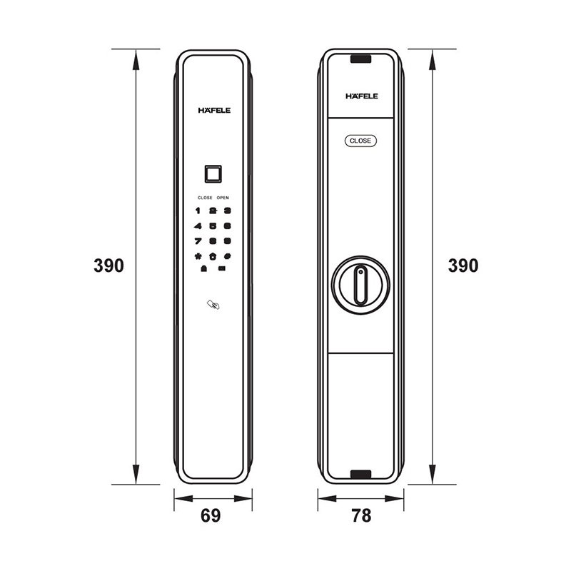 Thông số kĩ thuật khóa cửa Hafele P900 912.05.692