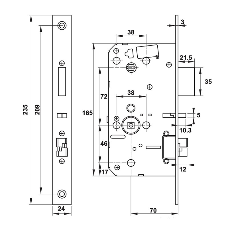 Thông số kĩ thuật khóa cửa Hafele P900 912.05.694