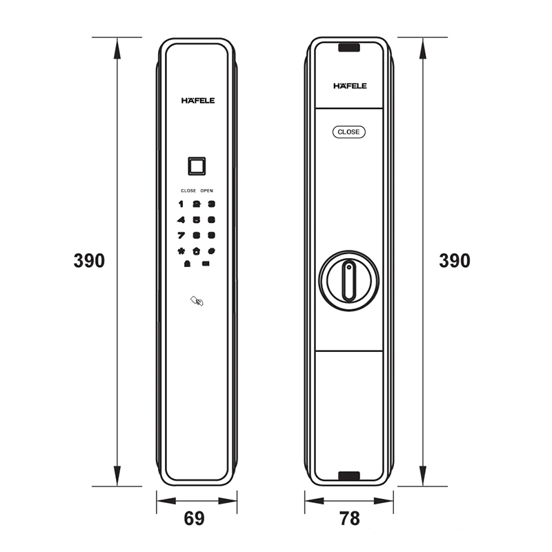 Thông số kĩ thuật khóa cửa Hafele P900 912.05.694