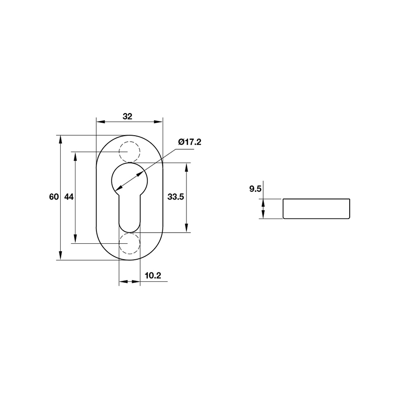 Thông số kĩ thuật ốp lõi khóa Hafele 903.58.121 10mm