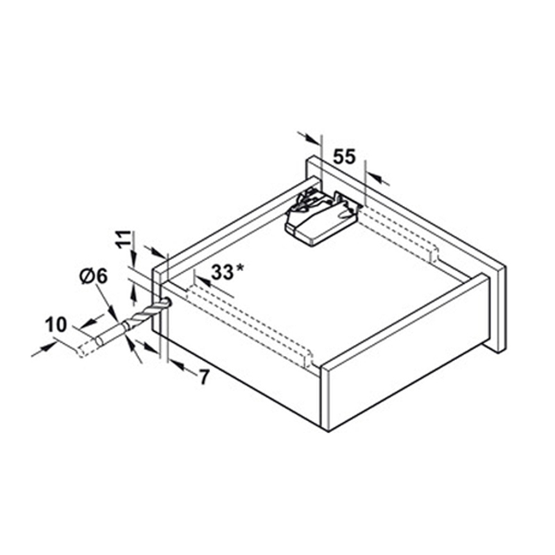 Thông số kĩ thuật ray âm giảm chấn Hafele 423.53.736 350mm