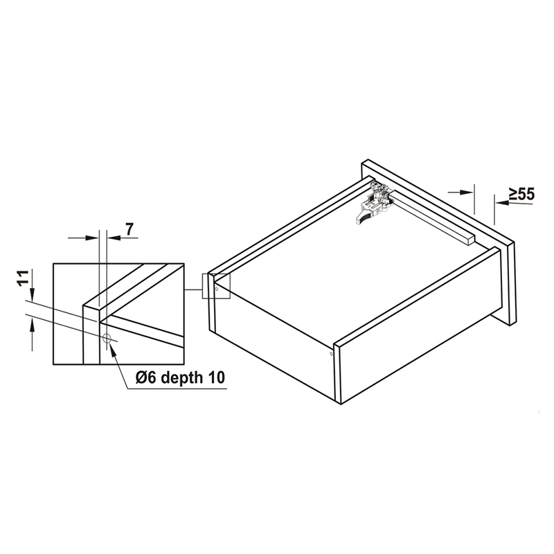 Thông số kĩ thuật ray âm giảm chấn Hafele 433.32.072 350mm