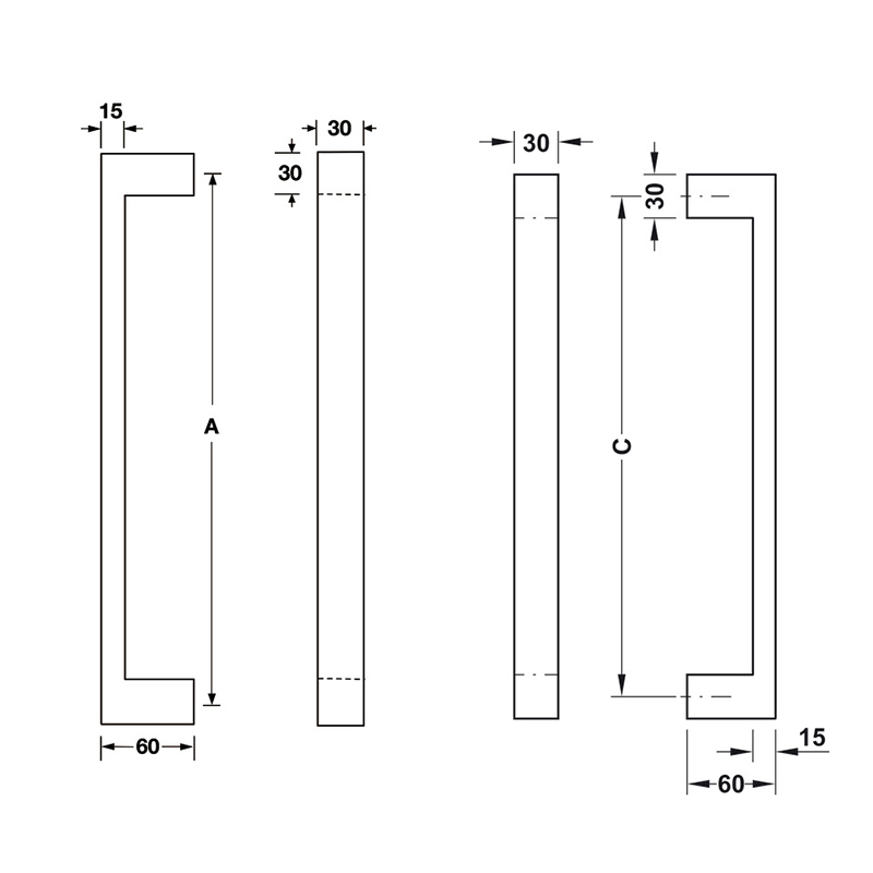 Thông số kĩ thuật tay nắm cửa Hafele 903.00.102 tim 450 inox mờ