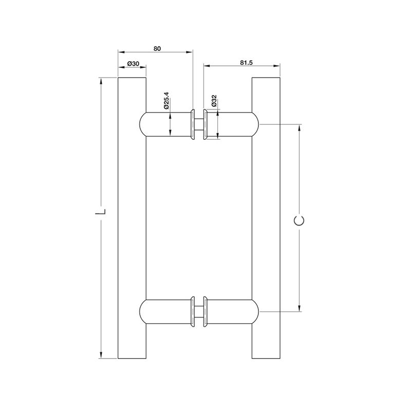 Thông số kĩ thuật tay nắm cửa Hafele 903.01.808 1600mm inox mờ