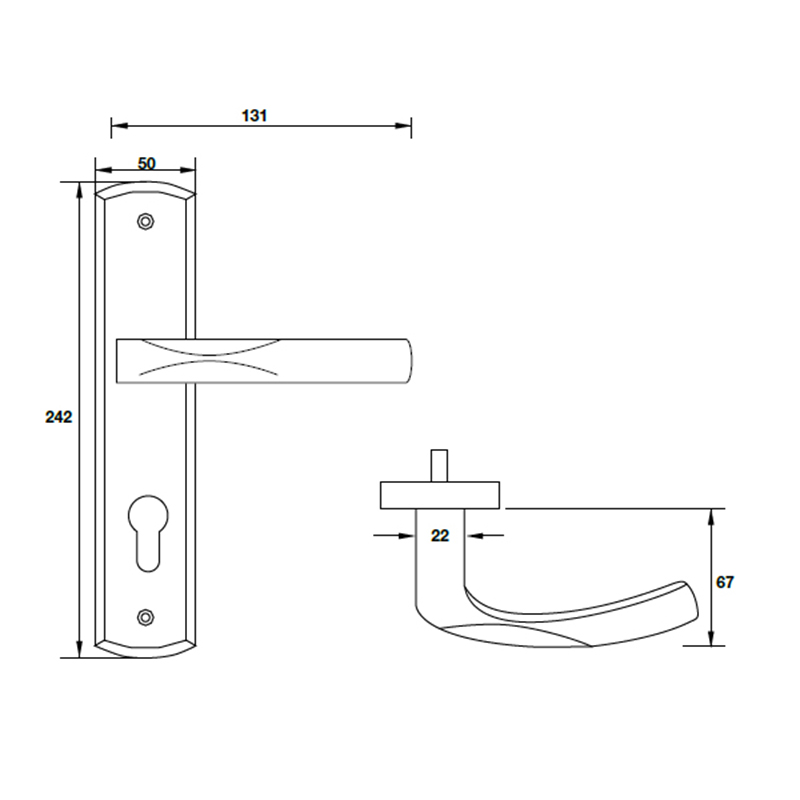 Thông số kĩ thuật tay nắm khóa inox 304 Hafele 903.78.163 240mm