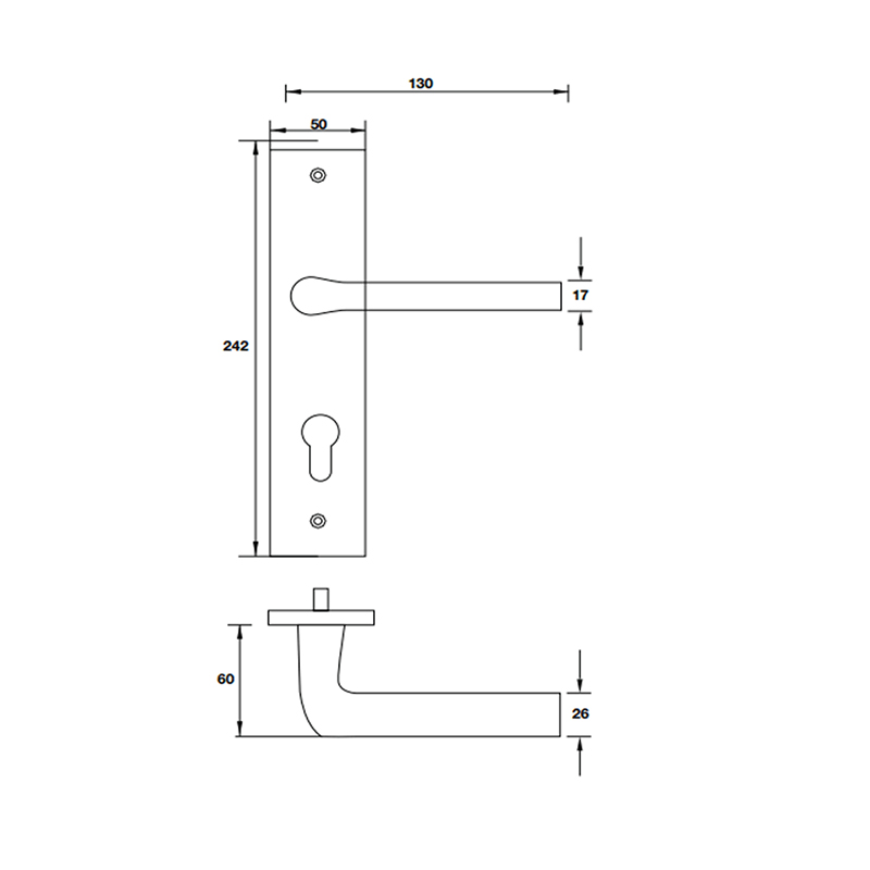 Thông số kĩ thuật tay nắm khóa inox 304 Hafele 903.98.464 240mm