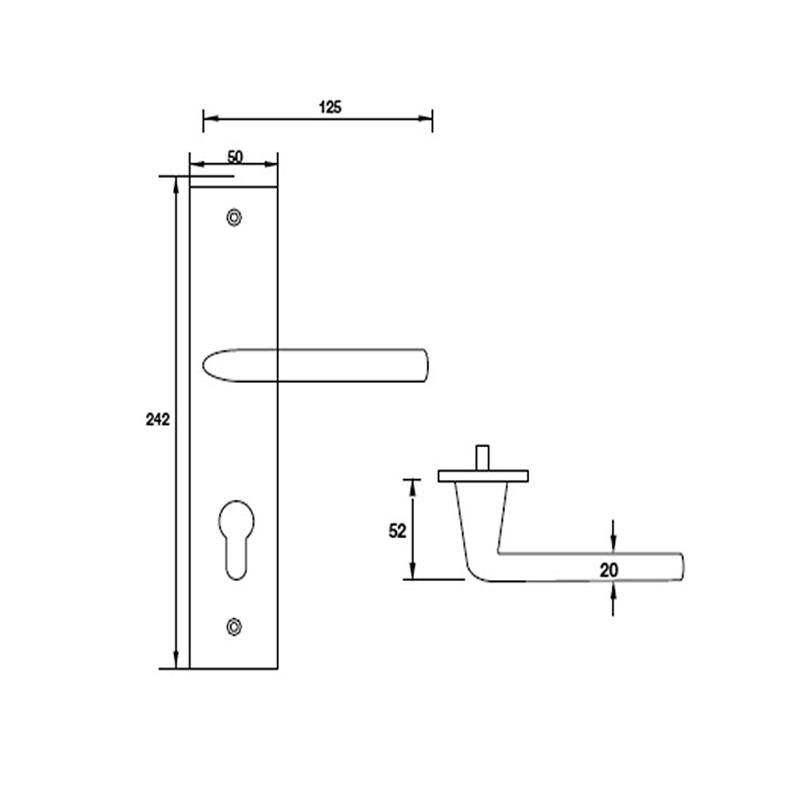 Thông số kĩ thuật tay nắm khóa inox 304 Hafele 903.98.465 240mm