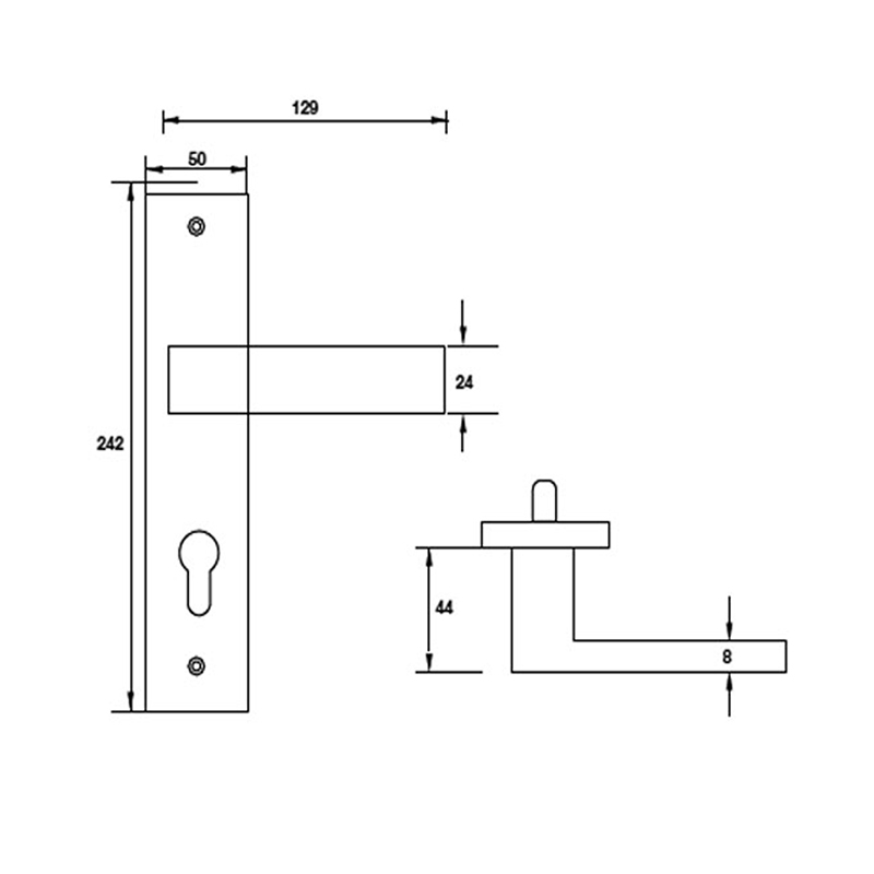 Thông số kĩ thuật tay nắm khóa inox 304 Hafele 903.99.302 240mm