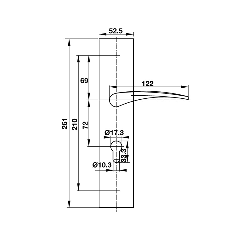 Thông số kĩ thuật tay nắm khóa inox 304 Hafele 903.99.321 260mm