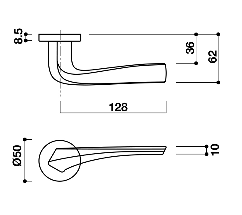 Thông số kĩ thuật tay nắm khóa phân thể hợp kim Hafele 901.99.582