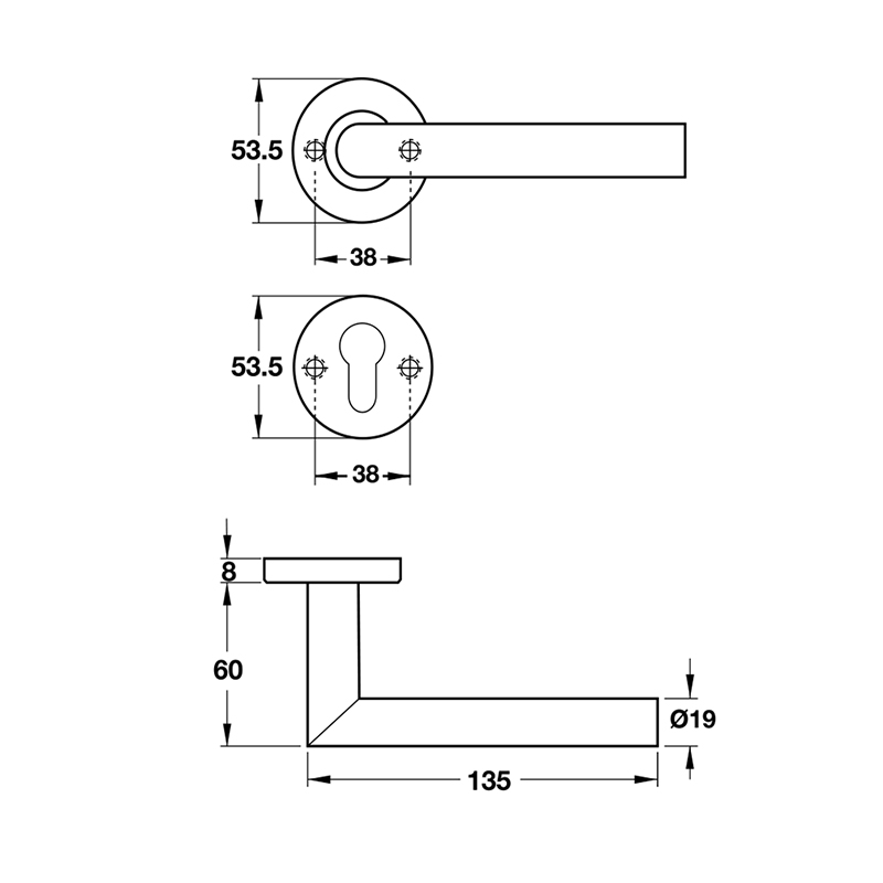 Thông số kĩ thuật tay nắm khóa phân thể inox 304 Hafele 903.78.162