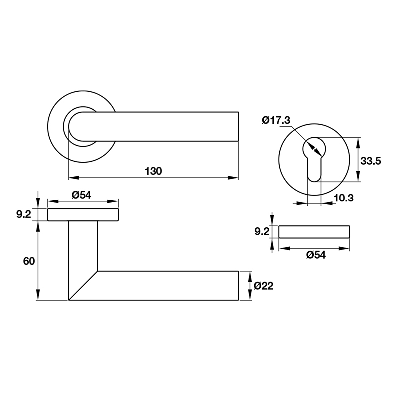 Thông số kĩ thuật tay nắm khóa phân thể inox 304 Hafele 903.91.454