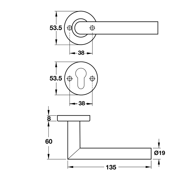 Thông số kĩ thuật tay nắm khóa phân thể inox 304 Hafele 903.92.556