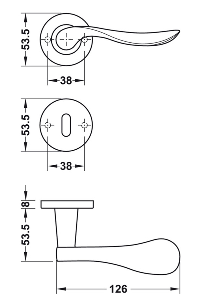 Thông số kĩ thuật tay nắm khóa phân thể inox 304 Hafele 903.92.686