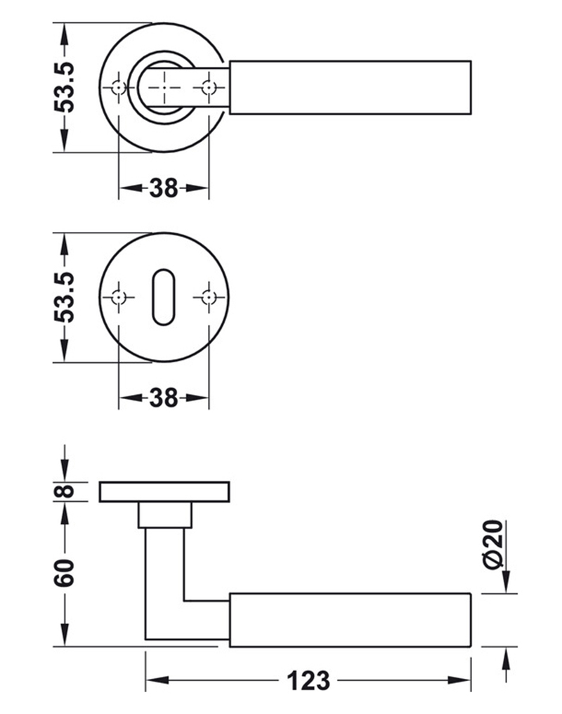 Thông số kĩ thuật tay nắm khóa phân thể inox 304 Hafele 903.92.696