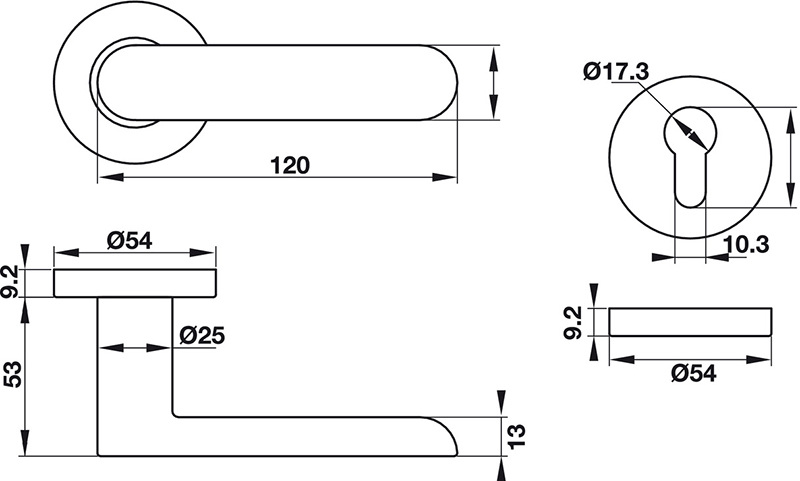 Thông số kĩ thuật tay nắm khóa phân thể inox 316 Hafele 903.98.162