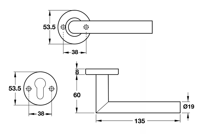 Thông số kĩ thuật tay nắm khóa phân thể inox 316 Hafele 903.98.536