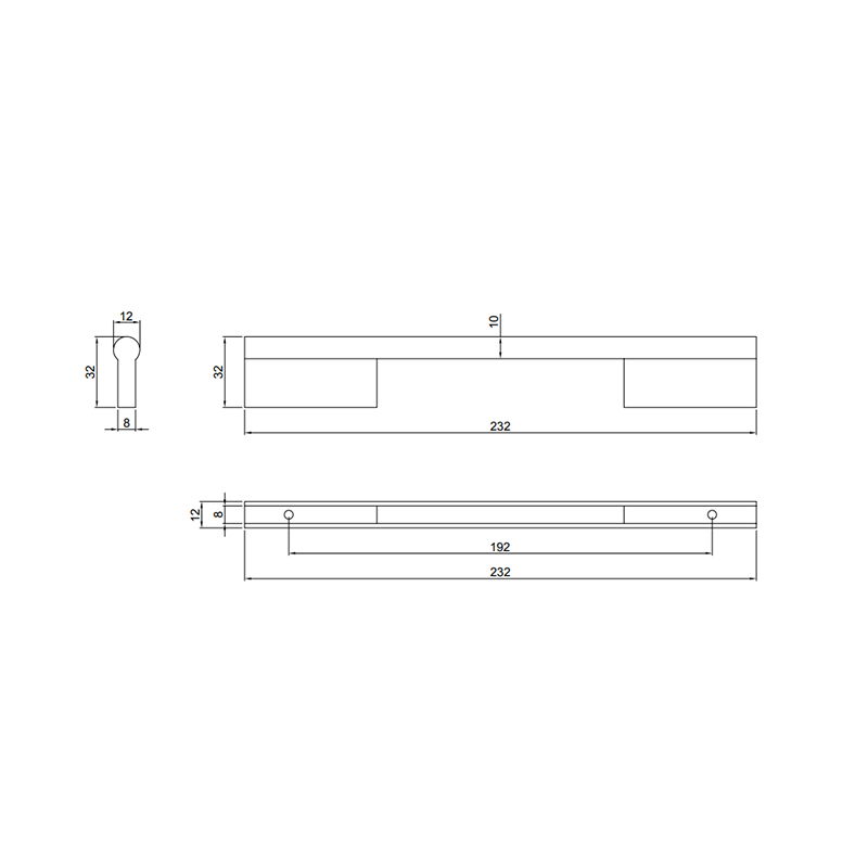 Thông số kĩ thuật tay tủ IVAN 09204.192 BSN ken xước bóng dài 192mm