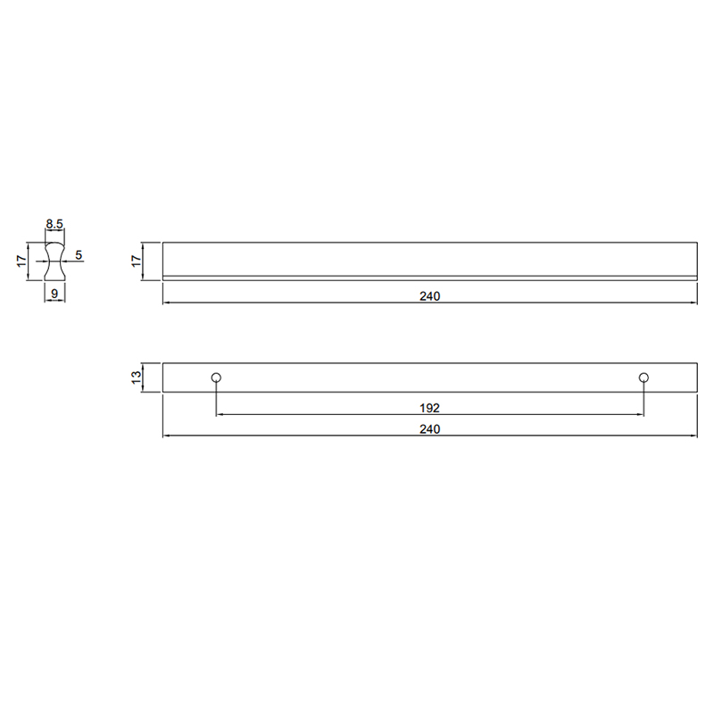 Thông số kĩ thuật tay tủ IVAN 09613.192 SC crom mờ dài 192mm