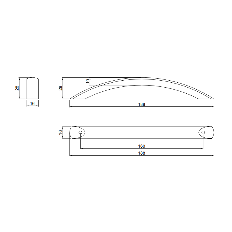 Thông số kĩ thuật tay tủ IVAN 09629.160 SC crom mờ 160mm