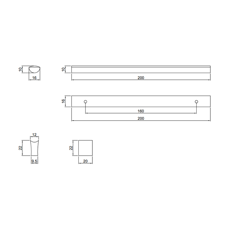 Thông số kĩ thuật tay tủ IVAN 09633.160 SC crom mờ dài 160mm