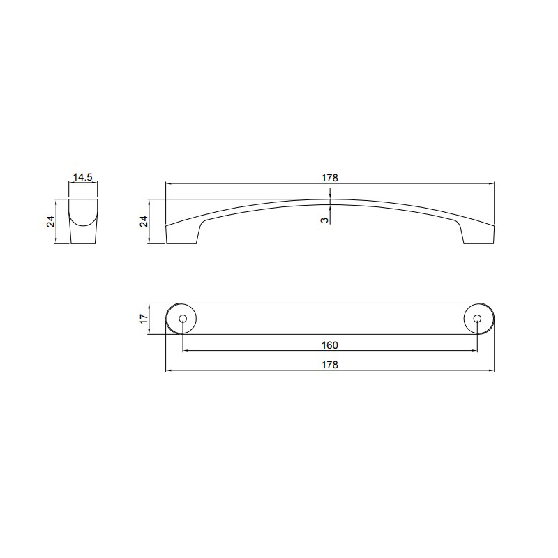 Thông số kĩ thuật tay tủ IVAN 09805.160 BSN ken xước bóng dài 160mm