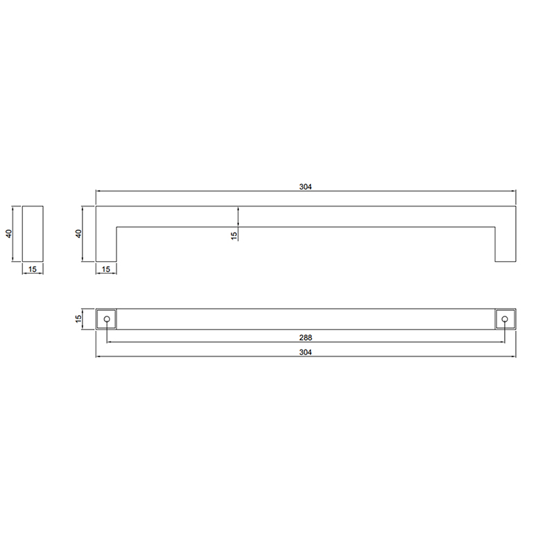 Thông số kĩ thuật tay tủ IVAN 11315.288 SSS inox mờ dài 288mm