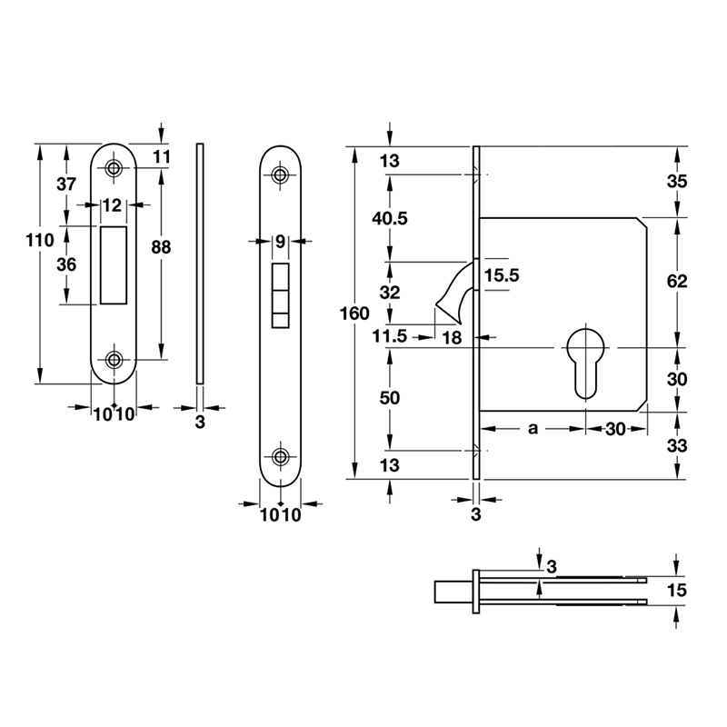 Thông số kĩ thuật thân khóa 55-R20 Hafele 911.26.292