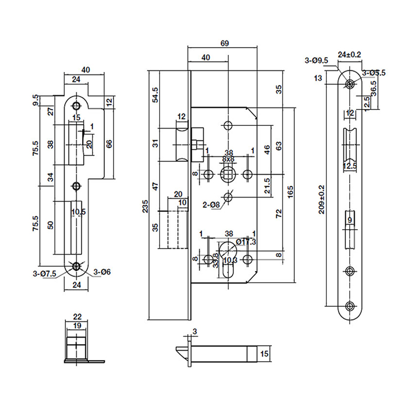 Thông số kĩ thuật thân khóa E40-72A Hafele 911.03.514