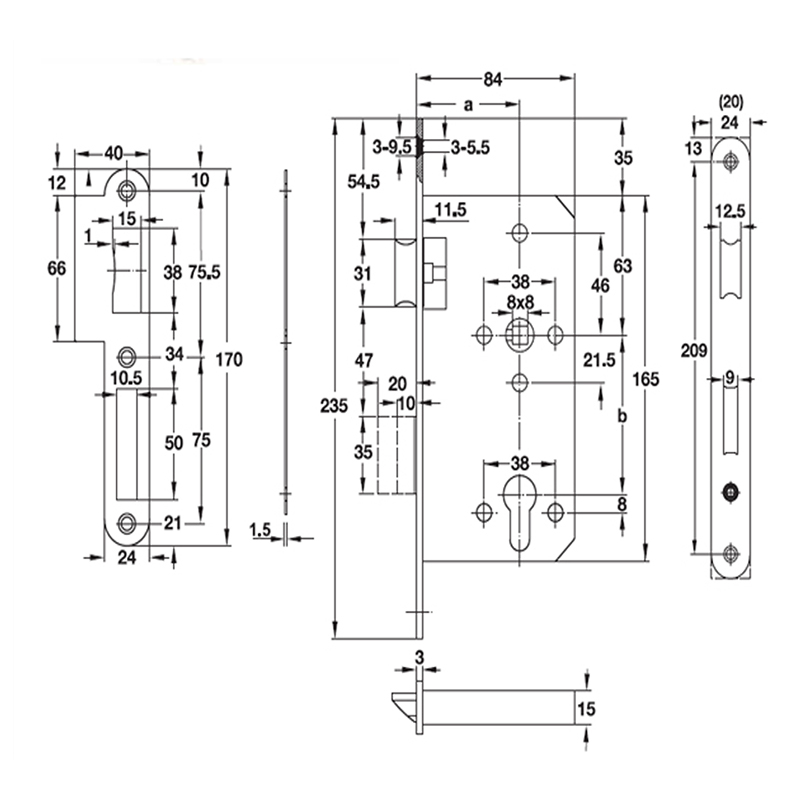 Thông số kĩ thuật thân khóa E55-72A Hafele 911.02.153