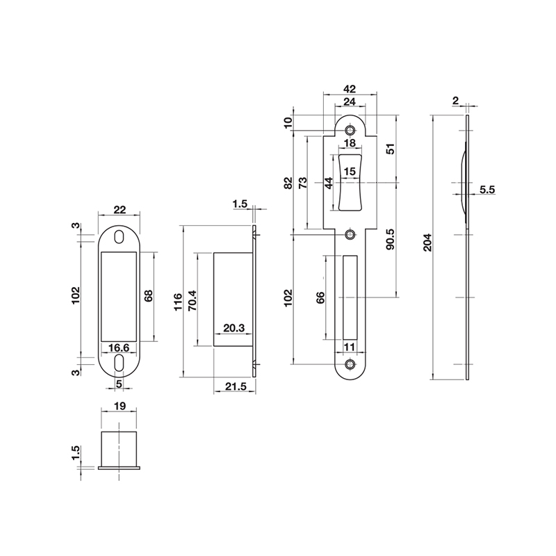 Thông số kĩ thuật thân khóa E55-72A Hafele 911.24.068