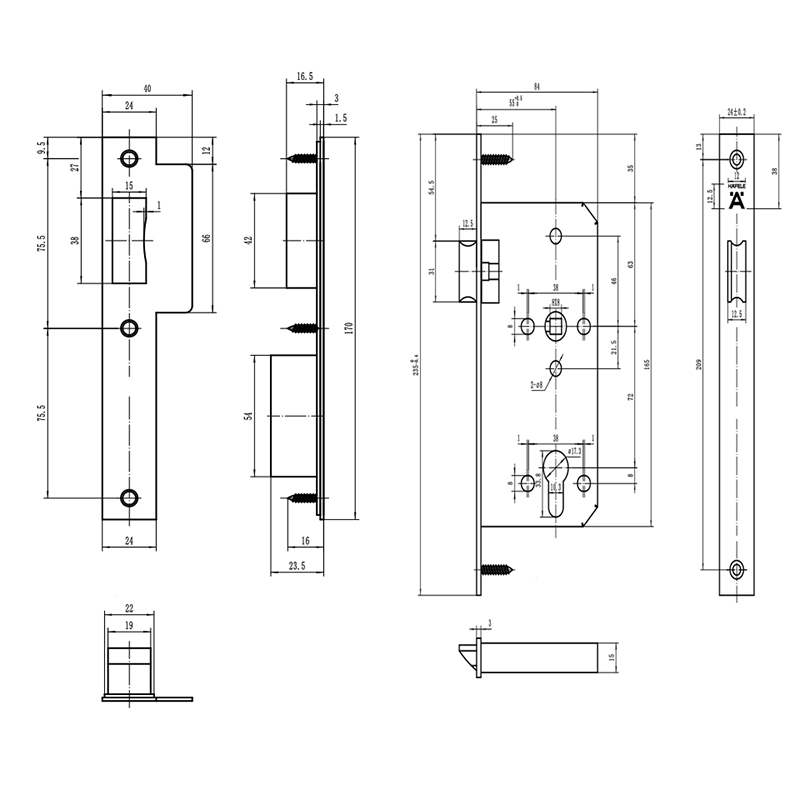 Thông số kĩ thuật thân khóa E55-72A Hafele 911.25.101